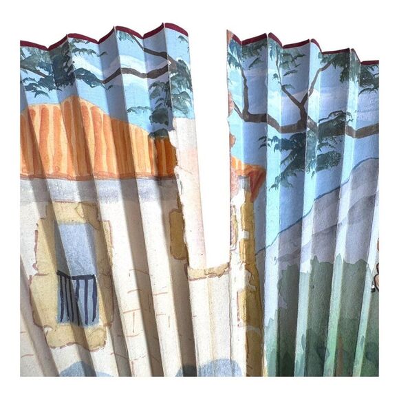 Hand painted Spanish Paper Folding Fan Red Wood Handle Handwritten Poem 17" READ - Picture 3 of 7